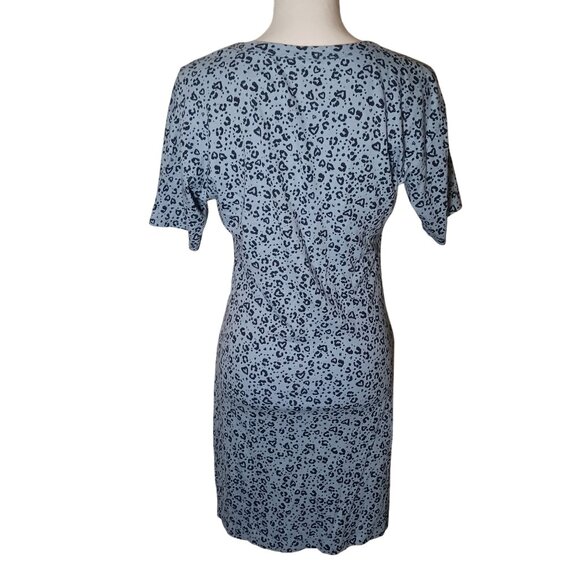 NEW Aerie Blue Heart Leopard Print T-shirt Dress Knot Front Size S - Picture 5 of 11